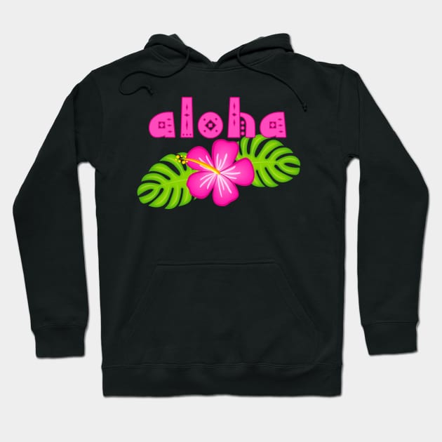 Aloha Pink Hibiscus Floral Hoodie by TLSDesigns